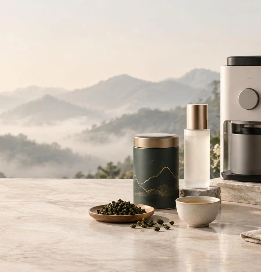 公司簡介中的商品與山景情境